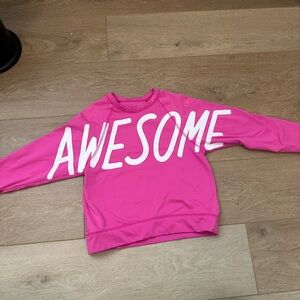 Pink and White Awesome Graphic Sweatshirt